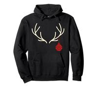 Antlers with Ornament Minimal Winter Holiday Design for Yule Pullover Hoodie