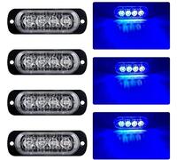 ANTM LED Strobe Warning Lights, 4Pcs 4LED Emergency Warning Lights Strobe Flashing Side Lights 12V 24V Front Rear Side Light Position Lamps (Blue)