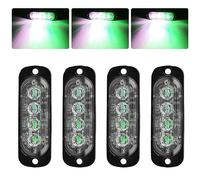ANTM LED Strobe Warning Lights, 4Pcs 4LED Emergency Warning Lights Strobe Flashing Side Lights 12V 24V Front Rear Side Light Position Lamps (Green White)