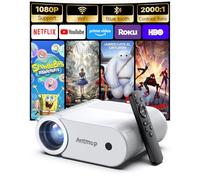 antmap Mini Projector with Wifi and Bluetooth, Portable Mini Projector for Phone Native 1080P Bluetooth Wireless Wifi Compatible with Phone/tablet/laptop/tv Stick/game Console