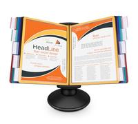 Antner 10-Pocket Desktop Reference & Display System with 360° Adjustable Base, Fast Flip & Find Desk Reference Organizer, A4/Letter Size 10 Double-Sided Panels with 5-Color Borders & Index Tabs, Black