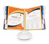 Antner 10-Pocket Desktop Reference & Display System with 360° Adjustable Base, Fast Flip & Find Desk Reference Organizer, A4/Letter Size 10 Double-Sided Panels with 5-Color Borders & Index Tabs, White