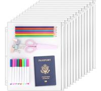 Antner 12 Pack Binder Pockets Letter Size 3 Holes 11.4" x 9.8" Zipper Binder Folders for 3-Ring Binder Loose Leaf Bags, Waterproof Binder Pouch Document Filing Bags