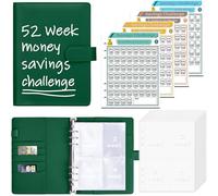 Antner 52 Week Money Saving Challenge Binder with 1-52 Week Cash Envelopes, A5 Budget Binder Savings Challenges Book with 4 Challenge Tracker to Save $5,200 and $2,600 and $10,000 and DIY, Dark Green