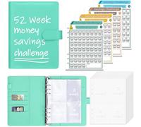 Antner 52 Week Savings Challenge Binder with Cash Envelopes, A5 Budget Binder Savings Challenges Book with 4 Savings Challenges Tracker to Save $5,200 and $2,600 and $10,000 and DIY, Light Green