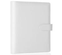 Antner A5 Binder 6 Ring Refillable Notebook Binder Planner Cover for A5 Refill Paper, PU Leather Loose Leaf Personal Organizer Budget Planner for Savings & Budgeting with Magnetic Buckle, White