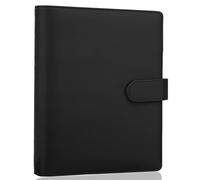 Antner A5 Binder 6 Ring Refillable Notebook Planner Cover for A5 Planner Inserts & Refill Paper, PU Leather Loose Leaf Personal Organizer Photocard Holder Budget Binder with Magnetic Buckle, Black