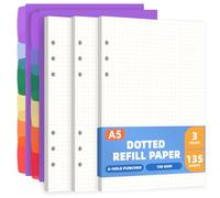Antner A5 Dotted Refill Paper 6-Hole Planner Inserts for A5 6-Ring Binders, 135 Sheets Dot Grid Planner Refills Loose Leaf Filler Paper with Binder Dividers for Refillable Notebooks, Bullet Journals