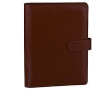 Antner A5 Folder with 6 Rings Refillable Notebook PU Leather Planner Small Folder Budget Planner Photo Card Holder Loose Leaf Personal Organizer with Magnetic Buckle Brown