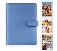 Antner A5 Kpop Photocard Binder 6-Ring Card Collector Album with 40 Pack Card Sleeves, PU Leather Photocard Holder Book with Multi-Size Photo Protectors for Organizing Trading Cards, Glitter Blue