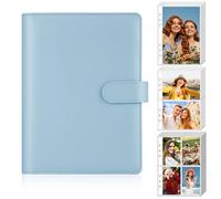 Antner A5 Kpop Photocard Binder 6-Ring Card Collector Album with 40 Pack Card Sleeves, PU Leather Photocard Holder Book with Multi-Size Photo Protectors for Organizing Trading Cards, Airy Blue