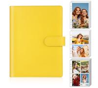 Antner A5 Kpop Photocard Binder 6-Ring Card Collector Album with 40 Pack Card Sleeves, PU Leather Photocard Holder Book with Multi-Size Photo Protectors for Organizing Trading Cards, Lemon Yellow