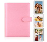 Antner A5 Kpop Photocard Binder 6-Ring Card Collector Album with 40 Pack Card Sleeves, PU Leather Photocard Holder Book with Multi-Size Photo Protectors for Organizing Trading Cards, Glitter Pink