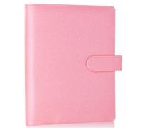 Antner A5 Notebook Binder 6 Ring Photocard Binder Cover for A5 Planner Inserts, PU Leather Refillable A5 Budget Binder Loose Leaf Personal Organizer Binder with Magnetic Buckle, Glitter Pink