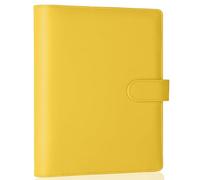 Antner A5 Notebook Binder 6 Ring Photocard Binder Cover for A5 Planner Inserts, PU Leather Refillable A5 Budget Binder Loose Leaf Personal Organizer Binder with Magnetic Buckle, Lemon Yellow