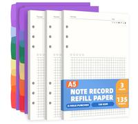 Antner A5 Refill Paper Planner Inserts for A5 6-Ring Binder, 135 Sheets 6-Hole Note Record Refills Blank&Grid Loose Leaf Filler Paper with Binder Dividers for Refillable Notebook, Journal, Sketchbook