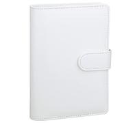 Antner A6 Binder 6 Ring Refillable Notebook Budget Planner for A6 Filler Paper, PU Leather Loose Leaf Personal Planner Wallet Money Organizer Cash Stuffing Binder with Magnetic Buckle Closure, White