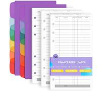 Antner A6 Finance Refill Paper 6-Hole Planner Inserts for A6 6-Ring Refillable Budget Binder, 135 Sheets Finance Records Loose Leaf Filler Paper with Binder Dividers for Budget Planning Accounting
