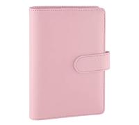 Antner A6 PU Leather Notebook Binder 6 Ring Refillable Budget Binder Cover for A6 Refill Paper, Loose Leaf Personal Planner Organizer with Magnetic Buckle for School, Office, Travel & Photocard, Pink