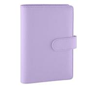 Antner A6 PU Leather Notebook Binder Refillable 6 Ring Binder for A6 Filler Paper, Loose Leaf Personal Planner Binder Cover with Magnetic Buckle Closure, Purple
