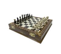 Antochia Crafts 16.5 Inches Large Chess Set for Adults - Luxury Chess Pieces with 2 Extra Queens and Wooden Chess Board with Mosaic Details (Black)