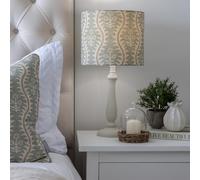 Antoinette Duck Egg Botanical Drum Lampshade, Handmade Cotton Blend, Floral Leaf Pattern, 40mm EU Fitting, Multiple Sizes (30cmT Diameter)