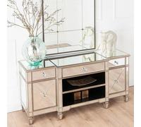 Antoinette TV Unit - Mirrored - Champagne Trim