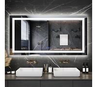 Antok 30"x 55" LED Bathroom Mirror with Lights, Anti-Fog, Dimmable, Lighted Vanity Mirror with Tempered Glass, Memory Function, 3 Light Modes, Safe Use, Horizontal, Vertical