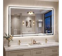Antok 55x30 LED Bathroom Mirror with Lights, Backlit + Front Lit Vanity Mirror with CRI>90, Dimmable Anti-Fog Smart Mirror with Memory Function, 3 Color Temperatures, Shatterproof Tempered Glass, ETL