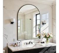 Antok Arch Bathroom Mirror, 20"x30" Wall Mounted Mirrors for Bathroom, Black Vanity Mirror with Metal Frame for Bedroom, Entryway, Living Room, Black
