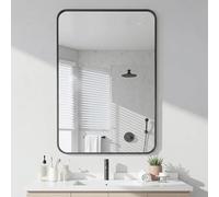 Antok Bathroom Mirror, 24" x 36" Rectangular Wall Mirror, Aluminum Alloy Frame Contemporary Hanging Mirror for Living Room Bedroom Bathroom Entryway, Black