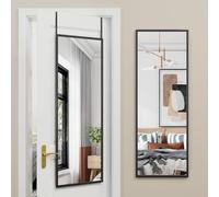 Antok Door Mirror, Full Length Mirror Over The Door, 14'' x 48'' Hanging Mirror, Rectangular Wall Mirror, Wall Mounted/Hanging/Leaning, Home Decor, Black