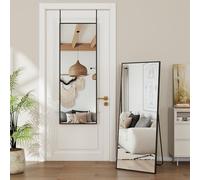 Antok Door Mirror, Full Length Mirror Over The Door, 14'' x 48'' Hanging Mirror, Rectangular Wall Mirror, Wall Mounted/Hanging/Leaning, Home Decor, Black