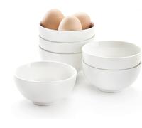 AntoKueh White Ceramic Cereal Bowls 11.4cm, 400ml Small Bowls Set of 6 for Kitchen Cooking, Breakfast, Dessert, Rice, Jello, Pudding, Yogurt, Sturdy for Dishwasher & Microwave