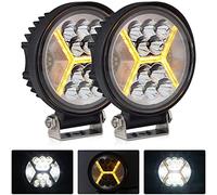 AnTom 2 PCS Round Led Driving Flood Work Light 12V, 132W Motorcycle Spot Lights for 4x4 Vehicle Mini Cooper, Canal Boat, Forklift, Van