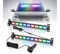 antom LED rotating beacon flashing LED warning light 2pcs 108 LEDs warning light Colourful multi-colour beacon rotating beacon with 11 flashing strobe modes for car, car, truck, tractor, car, truck