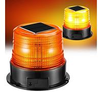 AnTom Solar Battery LED Flashing Beacon Light, 12-24V Amber Emergency Magnetic Warning Strobe for Truck Vehicle