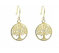 ANTOMUS® BRITISH 18K YELLOW GOLD VERMEIL SOLID 925 STERLING SILVER PAIR OF TREE OF LIFE EARRINGS