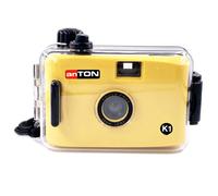 anTON K1 film camera with underwater housing, yellow