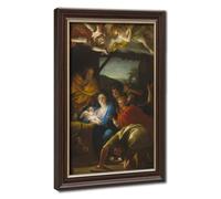 Anton Raphael Méngs，The Adoration of The Shepherds Brown Decorative Frame Wall Art Hallway Decor20 L X 30" W