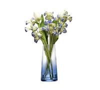 Anton Studio Designs Empire Handcrafted Modern Decorative Glass Flower Vase, 23 cm, Blue, Housewarming or Wedding Gift