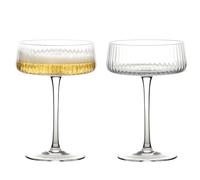 Anton Studio Designs Empire Handmade Champagne Coupe Glasses Perfect Party Tableware for Weddings and Celebrations - 250 ml - Clear - Set of 2 Elegant Champagne Glasses