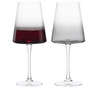 Anton Studio Designs Empire Handmade Wine Glasses Perfect for Red Wine, White Wine, Water, or Beverages - 450 ml - Smoke Grey - Set of 2 Elegant Wine Glasses
