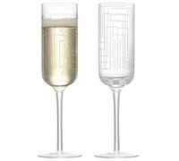 Anton Studio Designs Maze Handcrafted Contemporary Glass Champagne Flutes, 200 ml, Clear, Set of 2, Perfect for Weddings