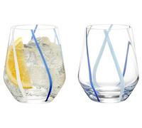 Anton Studio Designs Rio Handcrafted Contemporary Double Old Fashioned Tumblers, 450 ml, Azure, Set of 2, Whiskey/Spirits Glasses
