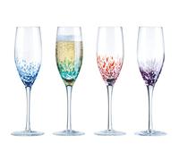 Anton Studio Designs Speckle Handmade Champagne Flutes Perfect Party Tableware for Weddings and Celebrations - 250 ml - Multi-Coloured - Set of 4 Elegant Champagne Glasses