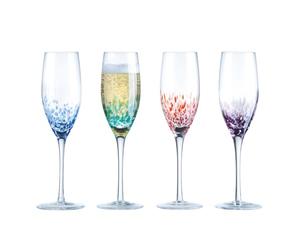Anton Studio Designs Speckle Handmade Champagne Flutes Perfect Party Tableware for Weddings and Celebrations - 250 ml - Multi-Coloured - Set of 4 Elegant Champagne Glasses