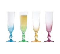 Anton Studio Designs Swirl Handmade Champagne Flutes Perfect Party Tableware for Weddings and Celebrations - 250 ml - Multi-Coloured - Set of 4 Elegant Champagne Glasses