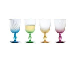 Anton Studio Designs Swirl Handmade Wine Glasses Perfect for Red Wine, White Wine, Water, or Beverages - 450 ml - Multi-Coloured - Set of 4 Elegant Wine Glasses