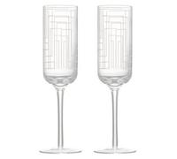 Anton Studio Designs Maze Handcrafted Contemporary Glass Champagne Flutes, 200 ml, Clear, Set of 2, Perfect for Weddings